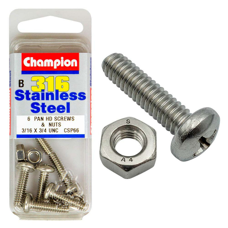 Champion 3/16in x 3/4in UNC Pan HD Set Screw 316/A4 (C) Default Title