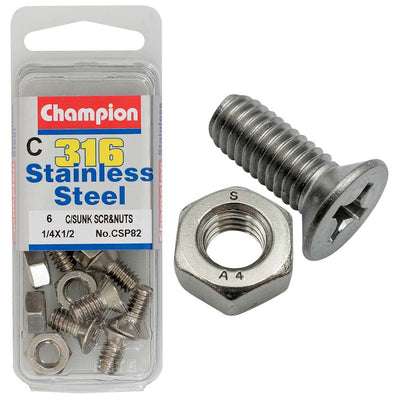 Champion 1/4in x 1/2in UNC CSK Set Screw 316/A4 (C) Default Title