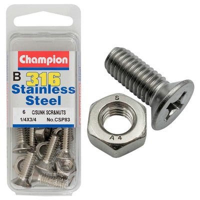 Champion 1/4in x 3/4in UNC CSK Set Screw 316/A4 (C) Default Title