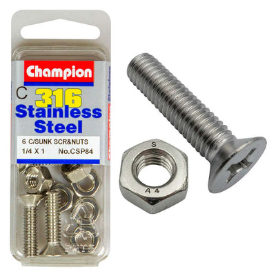 Champion 1/4in x 1in UNC CSK Set Screw 316/A4 (C) Default Title