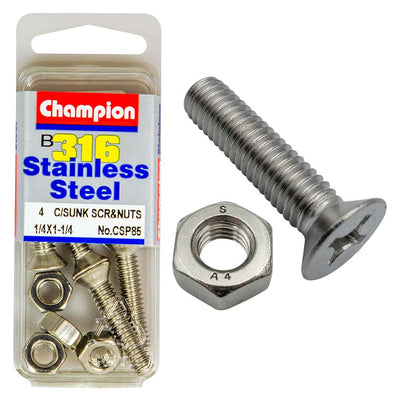 Champion 1/4in x 1-1/4in UNC CSK Set Screw 316/A4 (C) Default Title