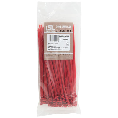 ISL 200 x 4.8mm Nylon Cable Tie - Red - 100pk Default Title
