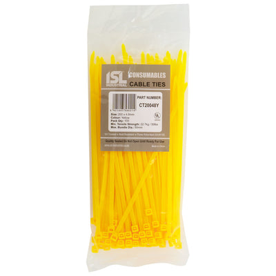 ISL 200 x 4.8mm Nylon Cable Tie - Yellow - 100pk Default Title