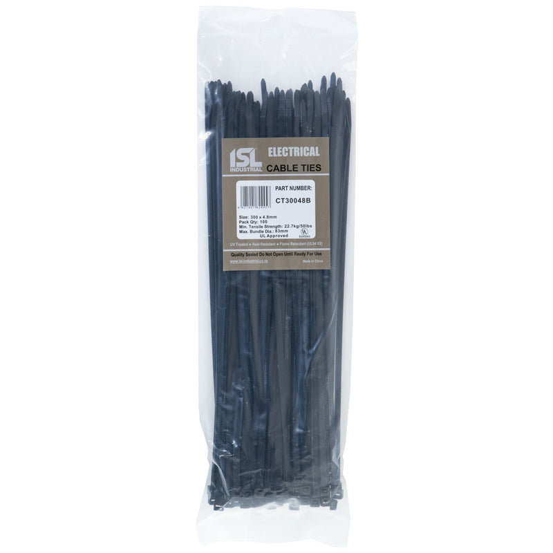 ISL 300 x 4.8mm UV Nylon Cable Tie - Blk. - 100pk Default Title