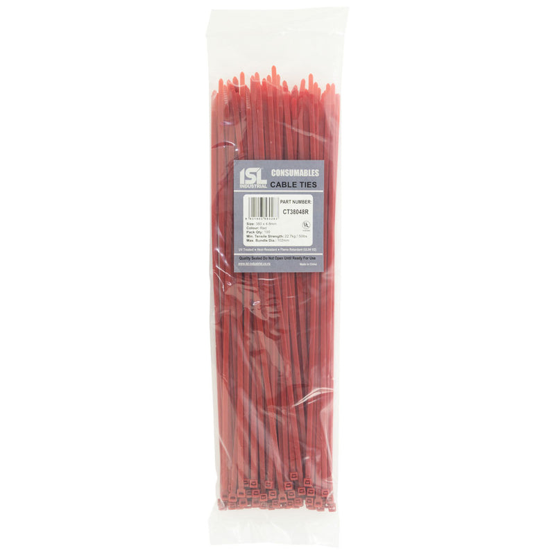 ISL 380 x 4.8mm Nylon Cable Tie - Red - 100pk Default Title