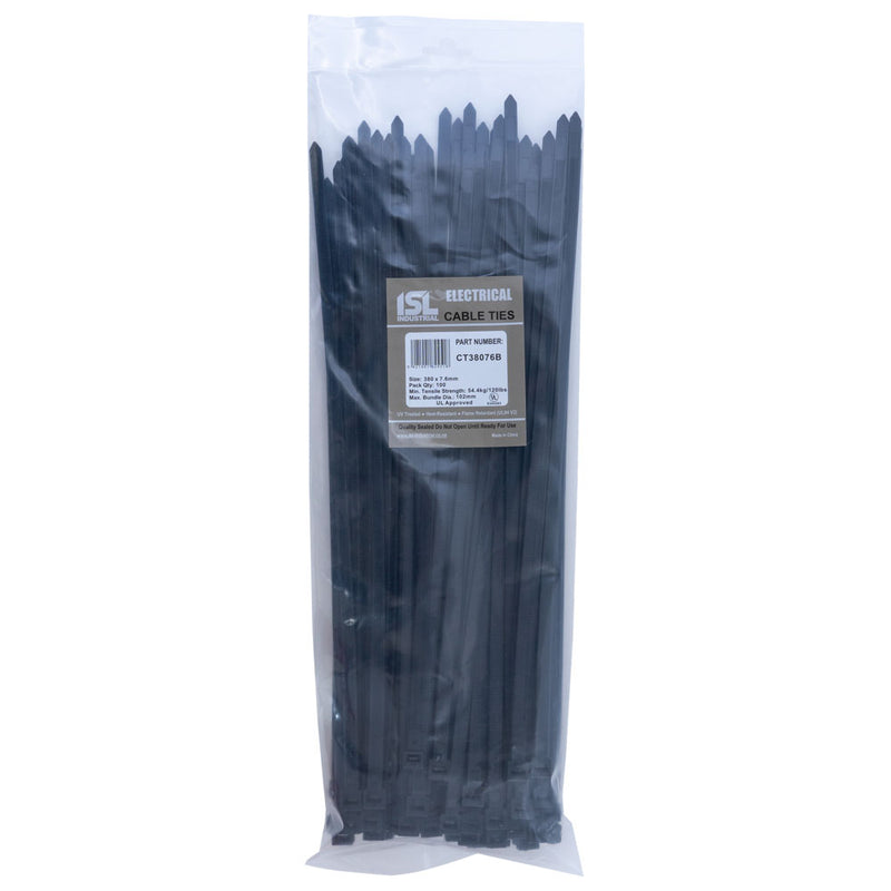 ISL 380 x 7.6mm UV Nylon Cable Tie - Blk. - 100pk Default Title