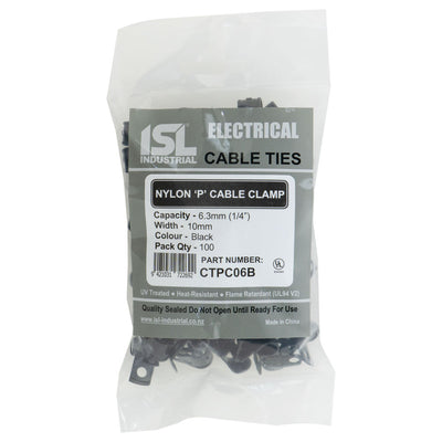 ISL Nylon 'P' Cable Clamp 6mm - Black - 100pk Default Title