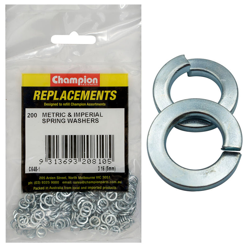 Champion 1/4in Flat Section Spring Washer - 200pk Default Title