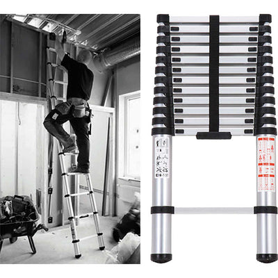 ProEquip 3.8M Telescopic Aluminium Ladder 150kg Cap. Default Title