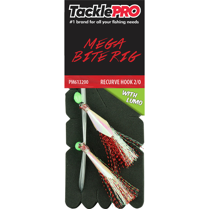 TacklePro Mega Bite Rig Red & Lumo - 2/0 Recurve Hook Default Title