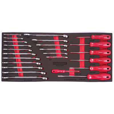 25pc Ring and Open End Spanners and Screwdriver Tray Default Title