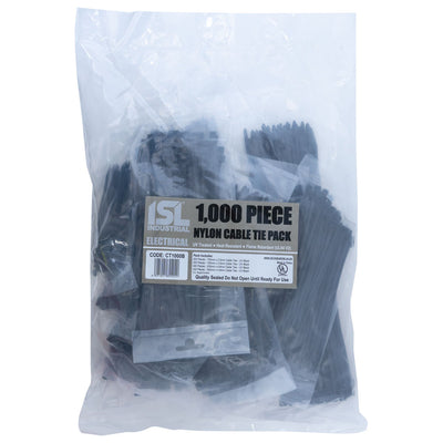 ISL 1000pc Cable Tie Assorted Pack - UV Black Default Title