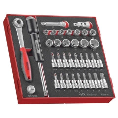 Teng 36pc 3/8in Dr. Std & Tx/Hex Skt Set - TED-Tray