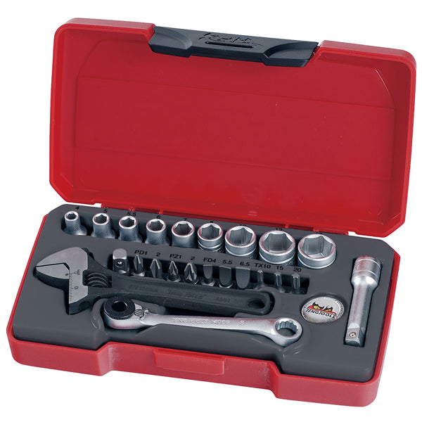 Teng 23pc 1/4in Dr. Mini Metric Socket & Tool Set